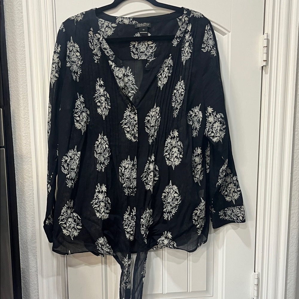 Lucky in Love Black and White Floral Blouse